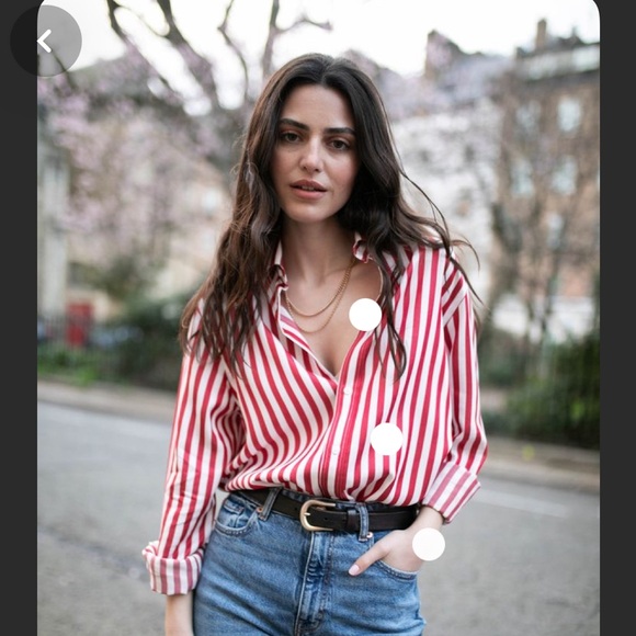 ✨ Red striped button down - Picture 2 of 5